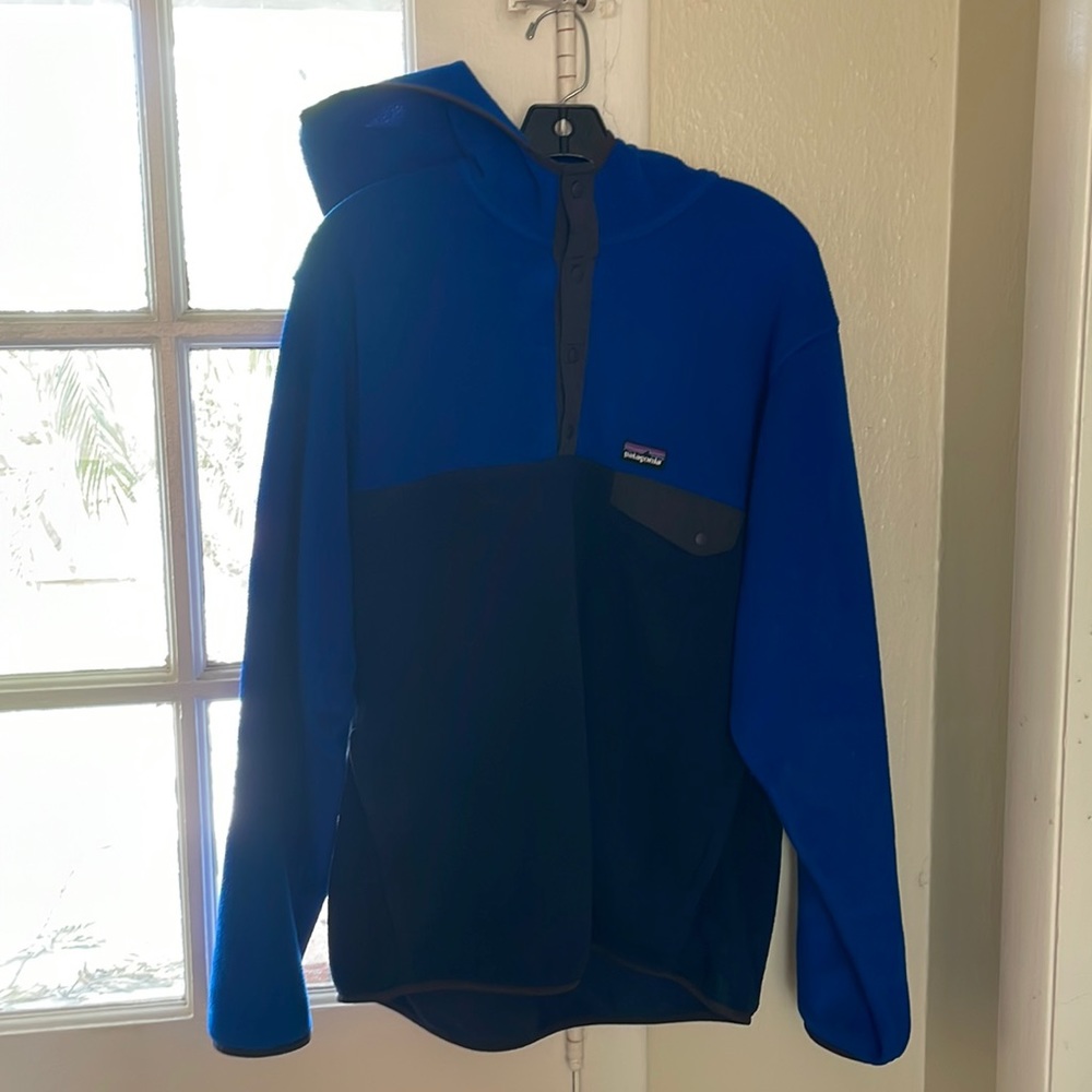 Patagonia Synchilla with Hood - Mens Large - Royal Blue / Navy Blue
